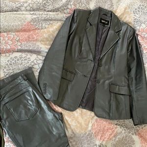 Metrostyle Pewter Leather Pantsuit